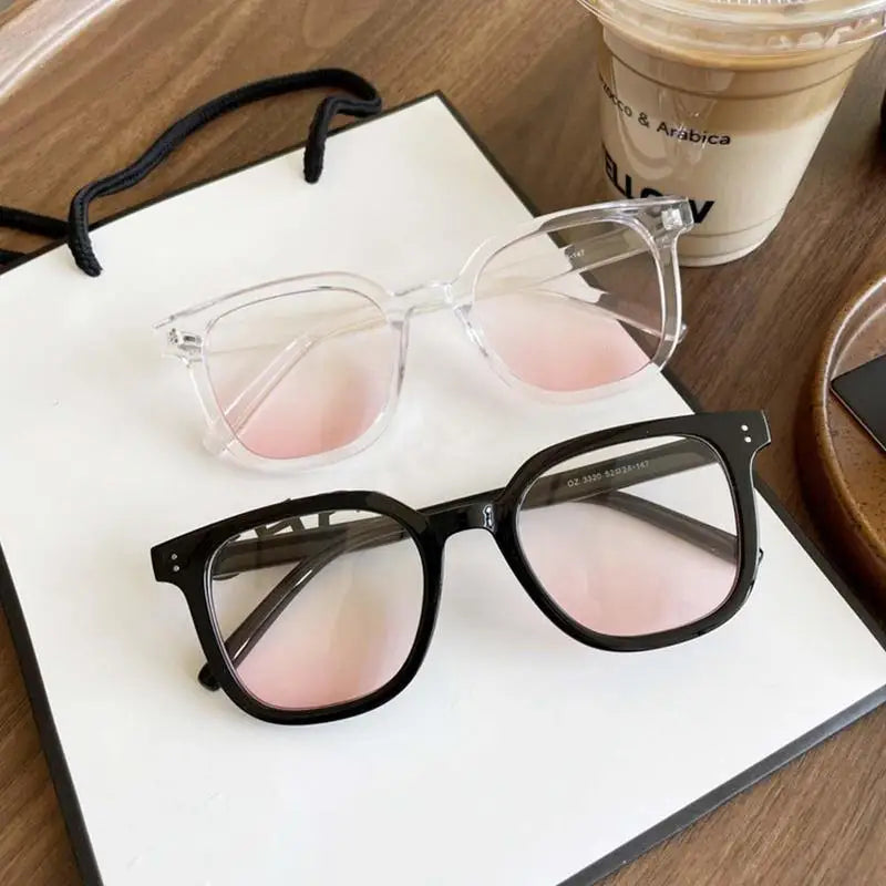 Powder Blusher Glasses Korean Oversized Gradual Pink Sunglasses Fashion Computer Goggle Women'S Gift Blue Light Blocking Glasses