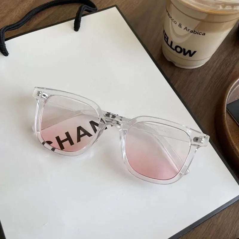 Powder Blusher Glasses Korean Oversized Gradual Pink Sunglasses Fashion Computer Goggle Women'S Gift Blue Light Blocking Glasses